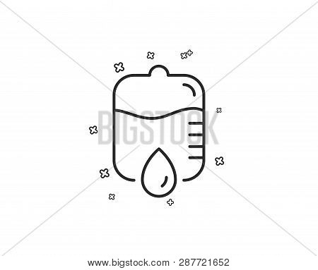 Medicine Drop Counter Line Icon. Medical Equipment Sign. Geometric Shapes. Random Cross Elements. Li