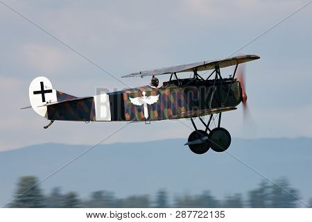 Payerne, Switzerland - September 7, 2014: Fokker D-vii World War I Fighter Aircraft Se-xvo.