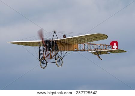 Payerne, Switzerland - August 29, 2014: Vintage Bleriot Xi Aircraft Owned And Operated By Mikael Car