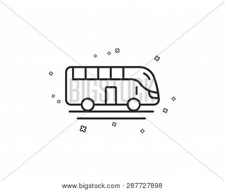 Bus Tour Transport Line Icon. Transportation Sign. Tourism Or Public Vehicle Symbol. Geometric Shape