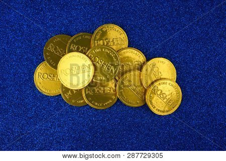 Kiev, Ukraine - February 1, 2019: Roshen Ukrainian Corporation was ranked 18th in the 