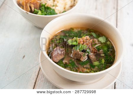 Asian bone soup or sup tulang, popular traditional malay dish.