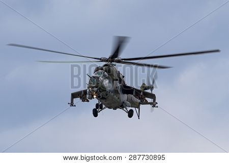 Payerne, Switzerland - September 1, 2014: Czech Air Force Mil Mi-24v Attack Helicopter.
