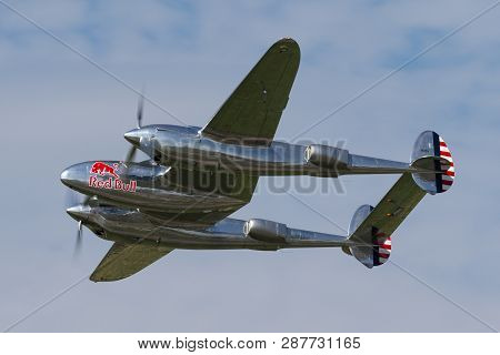 Payerne, Switzerland - September 7, 2014: Lockheed P-38 Lightning World War Ii Fighter Aircraft Oper