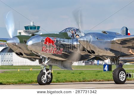 Payerne, Switzerland - September 7, 2014: Lockheed P-38 Lightning World War Ii Fighter Aircraft Oper
