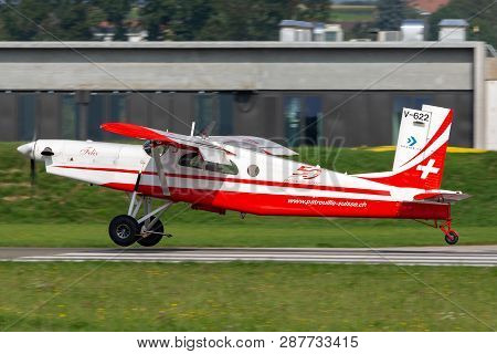 Payerne, Switzerland - September 4, 2014: Swiss Air Force Pilatus Pc-6 Porter Aircraft V-622.
