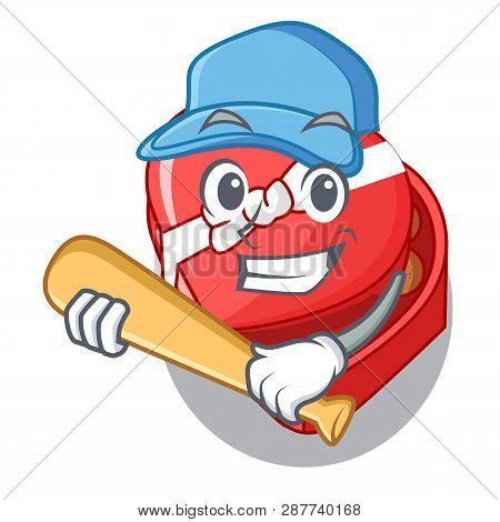 Playing Baseball Chocolate Box Heart Above Cartoon Table