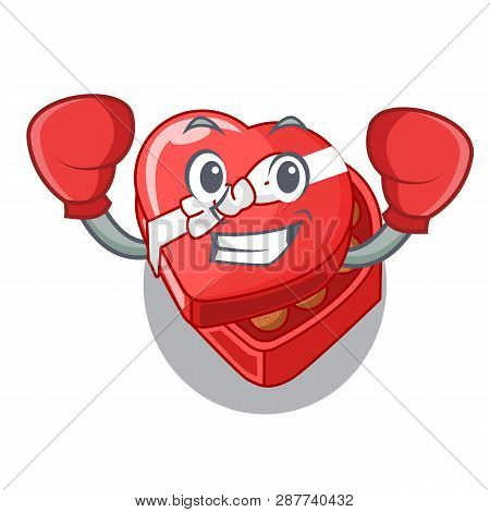 Boxing Chocolate Box Heart Above Cartoon Table