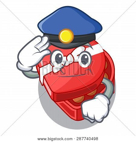Police Chocolate Box Heart Above Cartoon Table