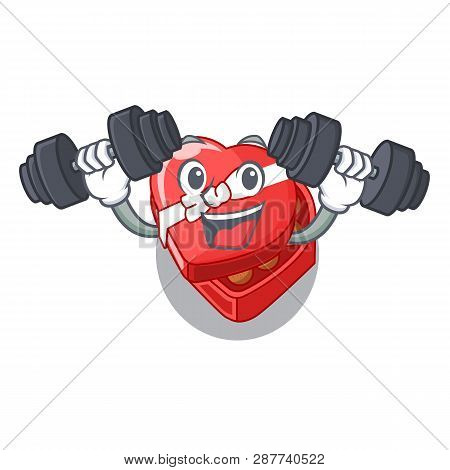 Fitness Chocolate Box Heart Above Cartoon Table