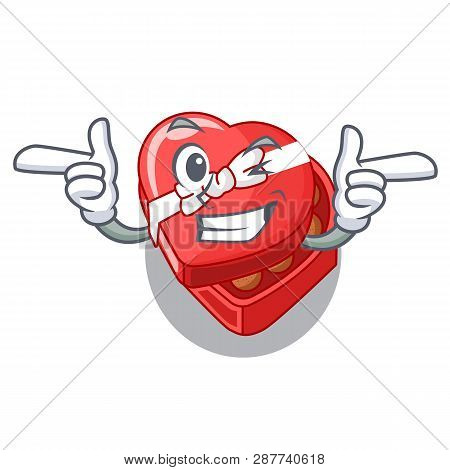 Wink Choclate Heart Box In Shape Mascot
