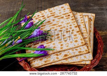 Passover Bread Holiday Jewish Matzoh Celebration And Kipah