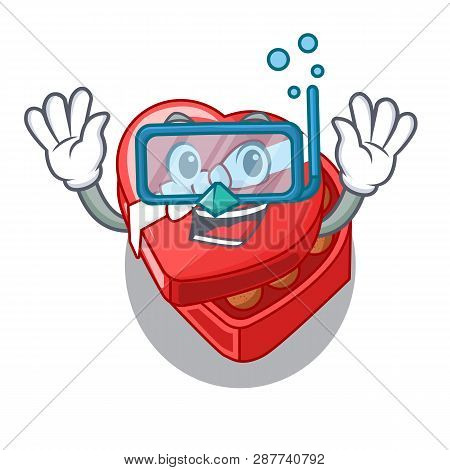 Diving Choclate Heart Box In Shape Mascot