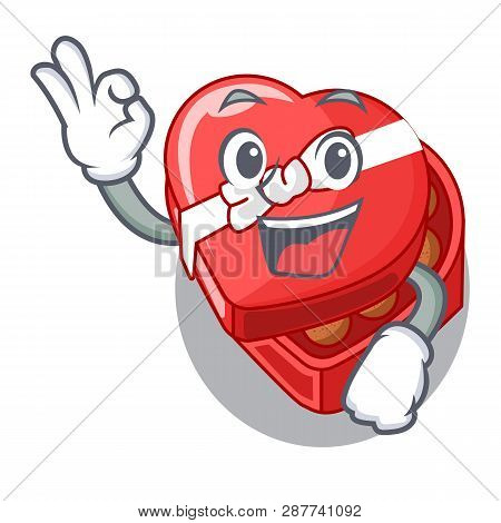 Okay Choclate Heart Box In Shape Mascot
