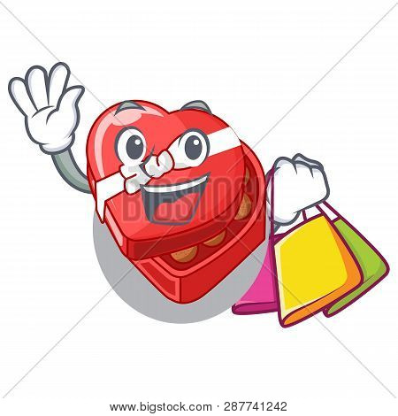Shopping Choclate Heart Box In Shape Mascot