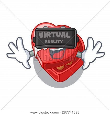 Virtual Reality Chovolate Heart Box Isolated With Characters