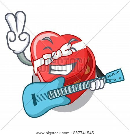 With Guitar Chovolate Heart Box Isolated With Characters