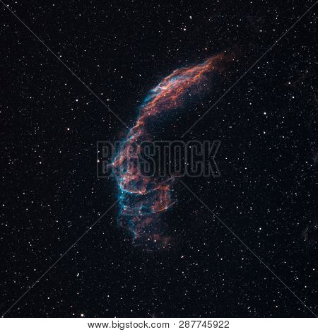 Eastern Veil Nebula part of a Cygnus Loop nebula taken with dedicated astrophotography camera on the telescope