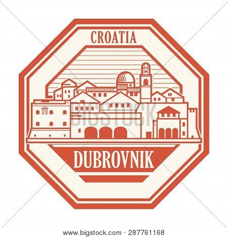 Abstract Rubber Stamp With Dubrovnik, Croatia Olt Town Inside, Vector Illustration