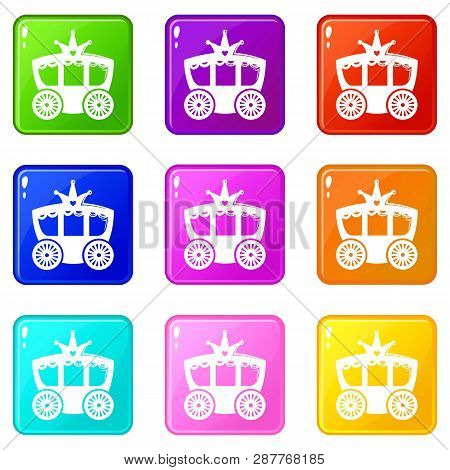 Carriage Icons Set 9 Color Collection Isolated On White For Any Design