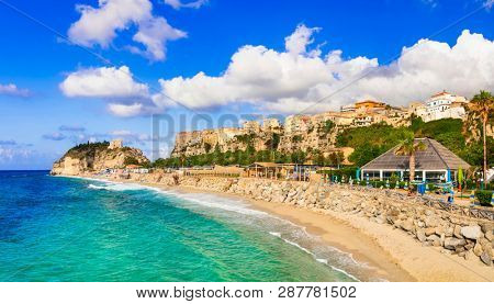 best of Calabria, Tropea town -view of town and beautiful beach. Italy
