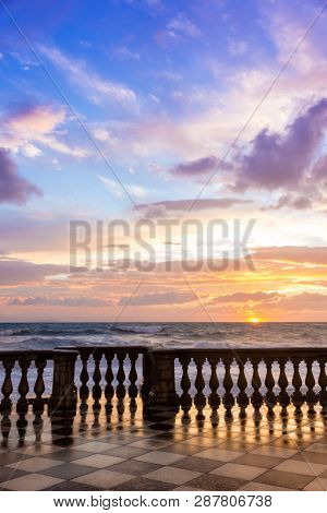 The Terrazza Mascagni Is A Wide Sinuous, Suggestive Belvedere Toward The Sea In Leghorn, Italy