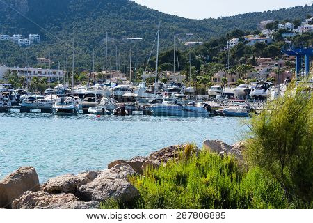 Port Andratx, Spain - June 01, 2016:
View Of The Bay Of Port Andratx Mallorca Baleares Spain. In The