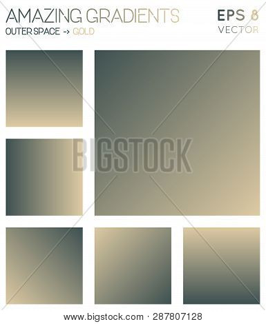 Colorful Gradients In Outer Space, Gold Color Tones. Adorable Background, Exotic Vector Illustration