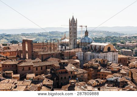 View Of The Old Town Of Siena With The Duomo, Italy