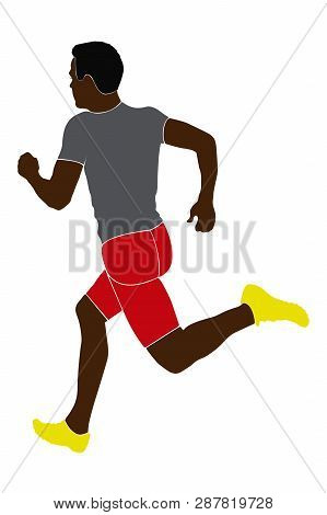 Black Man Athlete Sprinter Runnning Color Silhouette
