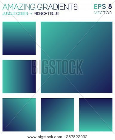 Colorful Gradients In Jungle Green, Midnight Blue Color Tones. Admirable Background, Stunning Vector