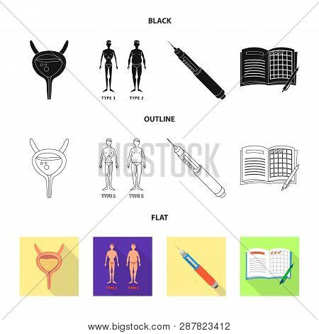 Vector Design Of Diet And Treatment  Symbol. Set Of Diet And Medicine Stock Vector Illustration.