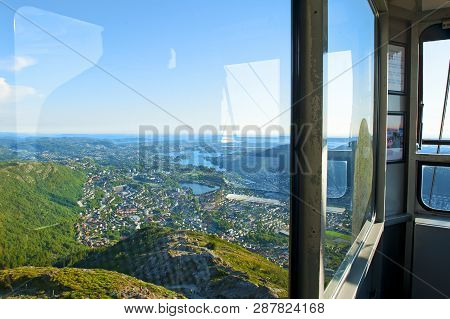 Ulriken Cable Car At Mount Ulriken In Bergen, Norway