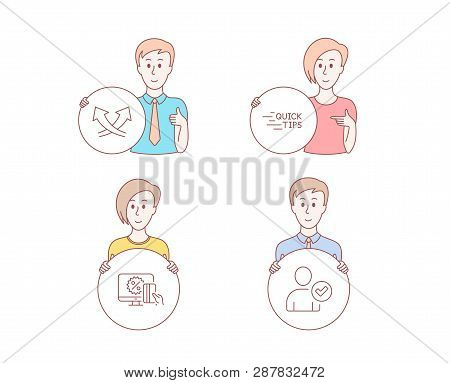 People Hand Drawn Style. Set Of Online Shopping, Education And Intersection Arrows Icons. Identity C