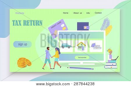 Online Tax Payment Concept Of Tax Return, When Small People Filling Tax Form, Paing Tax Online, It C