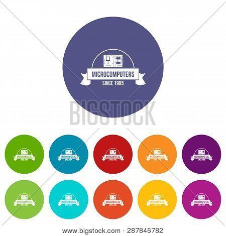 Microcomputers Icons Color Set For Any Web Design On White Background