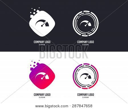Logotype Concept. Tachometer Sign Icon. Revolution-counter Symbol. Car Speedometer Performance. Logo