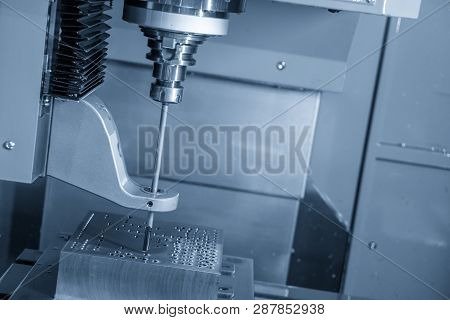 The Cnc Gun Drill Machine Drilling Deep Hole On The Mould Part. The Water Channel Drilling Process O