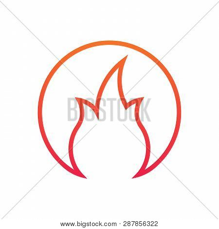 Fire Or Flame In Circle Simple Logo. Vector Illustration Isolated On White Background.