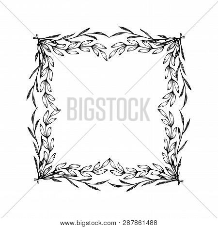 Square Frame Corners Ornament Filigree Curl Sdesign. Vector Illustration