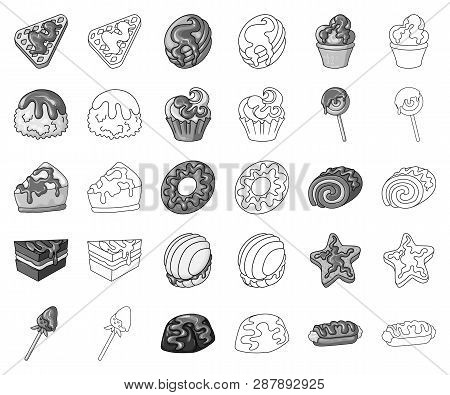 Vector Design Of Dessert And Sweet Logo. Set Of Dessert And Food Vector Icon For Stock.