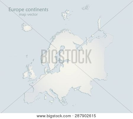 Europe Continents Map Blue White Paper 3d Vector