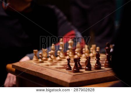 Playing Chess, Rustic Cabin, Wood Board, Competition