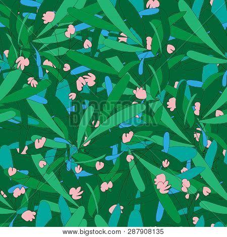 Beautifull Spring Grass Seamless Vector Pattern With Love.