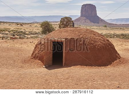 Navajo Dwelling Hogan In Monument Valley Arizona