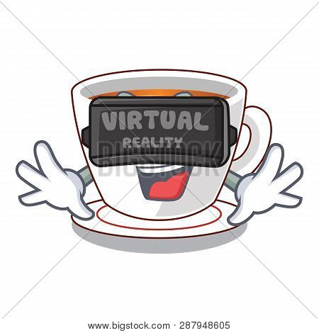 Virtual Reality Cup Mint Tea Isolated With Character