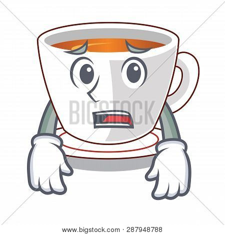 Afraid Cup Mint Tea Isolated With Character