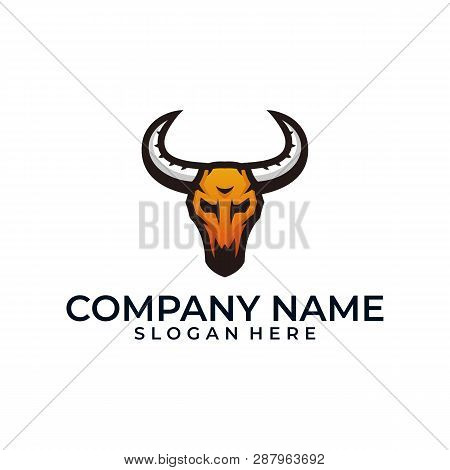 Abstract Buffalo Skull Designs Illustration Vector Template. Suitable For Creative Industry, Multime