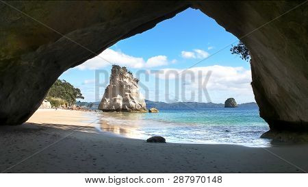 Morning Shot Of Rock Arch At Cathedral Cove