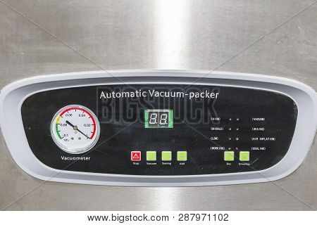 Close Up Vacuometer And Many Touch Switch Or Controller Of Control Panel Of High Technology And Auto